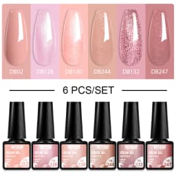 Mtssii 6PCS/Set Nude Color Gel Nail Polish Set 150 Colors Glitter Semi Permanent UV Led Gel Varnish Soak Off Nail Gel Art Design