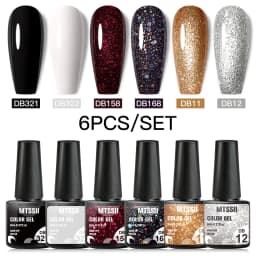 Mtssii 6PCS/Set Nude Color Gel Nail Polish Set 150 Colors Glitter Semi Permanent UV Led Gel Varnish Soak Off Nail Gel Art Design