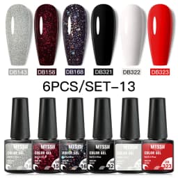 Mtssii 6PCS/Set Nude Color Gel Nail Polish Set 150 Colors Glitter Semi Permanent UV Led Gel Varnish Soak Off Nail Gel Art Design