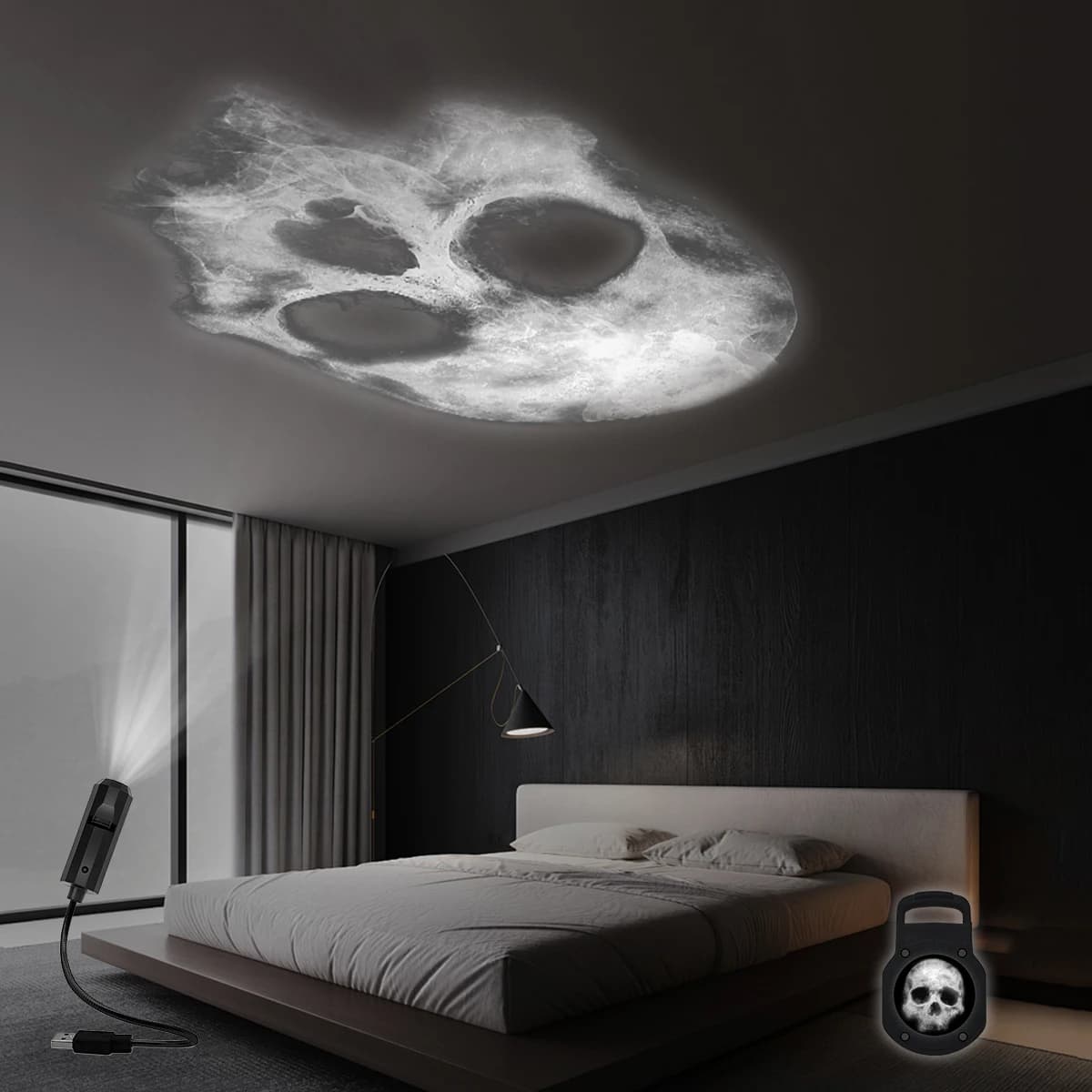 Skull Projection Lamp, USB Lighting Night Light