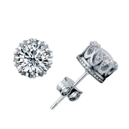 Crystal Zircon Real 925 Sterling Silver Earrings Channel Cubic Zirconia Silver Stud Earrings for Women Sterling Silver Jewelry