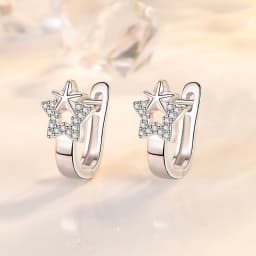 Crystal Zircon Real 925 Sterling Silver Earrings Channel Cubic Zirconia Silver Stud Earrings for Women Sterling Silver Jewelry