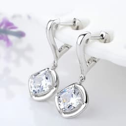 Crystal Zircon Real 925 Sterling Silver Earrings Channel Cubic Zirconia Silver Stud Earrings for Women Sterling Silver Jewelry