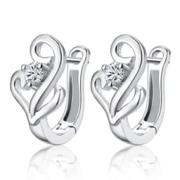 Crystal Zircon Real 925 Sterling Silver Earrings Channel Cubic Zirconia Silver Stud Earrings for Women Sterling Silver Jewelry