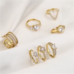 HECHENG,Love Heart Ring,Creative Sweet Heart Rings for Women, Geometric Zircon Cooper Open Ring Vintage 18k gold plated Jewelry