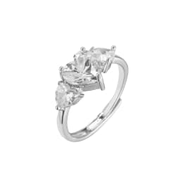 HECHENG,Love Heart Ring,Creative Sweet Heart Rings for Women, Geometric Zircon Cooper Open Ring Vintage 18k gold plated Jewelry