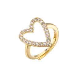 HECHENG,Love Heart Ring,Creative Sweet Heart Rings for Women, Geometric Zircon Cooper Open Ring Vintage 18k gold plated Jewelry