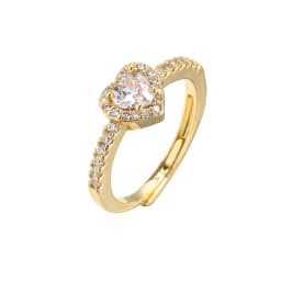 HECHENG,Love Heart Ring,Creative Sweet Heart Rings for Women, Geometric Zircon Cooper Open Ring Vintage 18k gold plated Jewelry