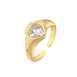 HECHENG,Love Heart Ring,Creative Sweet Heart Rings for Women, Geometric Zircon Cooper Open Ring Vintage 18k gold plated Jewelry