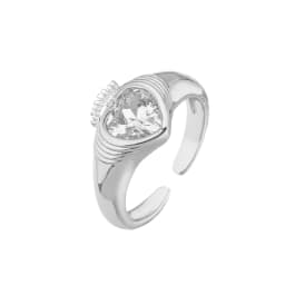 HECHENG,Love Heart Ring,Creative Sweet Heart Rings for Women, Geometric Zircon Cooper Open Ring Vintage 18k gold plated Jewelry