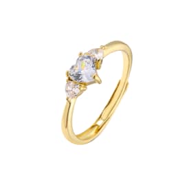 HECHENG,Love Heart Ring,Creative Sweet Heart Rings for Women, Geometric Zircon Cooper Open Ring Vintage 18k gold plated Jewelry