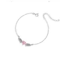 Pink Rhinestones Heart Metal Wings Charms Bracelets for Women Korean Fashion Girls Sweet Bracelet Party Jewelry Gifts Wholesale