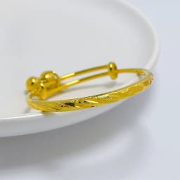 Stainless Steel Bell Bangles for Kids Girls Gold Color Rain Star Smooth Bracelets Size Adjustable Babies Jewelry Accessories