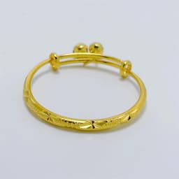Stainless Steel Bell Bangles for Kids Girls Gold Color Rain Star Smooth Bracelets Size Adjustable Babies Jewelry Accessories