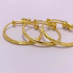 Stainless Steel Bell Bangles for Kids Girls Gold Color Rain Star Smooth Bracelets Size Adjustable Babies Jewelry Accessories
