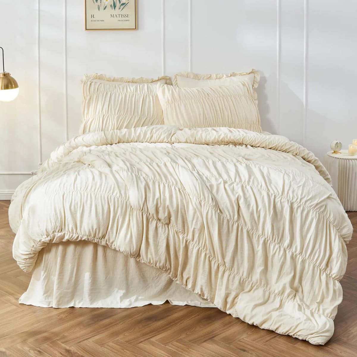 Bed Linen Bed Sheet Bedding Comforter Sets Wrinkled Light Brown Bohemian Fluffy Bedspread Bedding Duvet Cover 2/3 Pcs Set