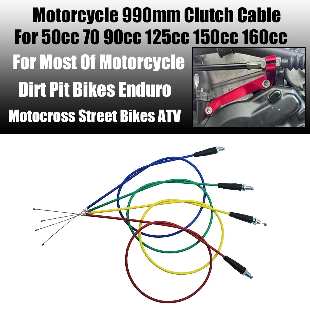 990mm Clutch Cable For 50cc 70 90cc 125cc 150cc 160cc XR50 CRF70 KLX TTR SDG SSR Thumpstar TTR Baja YCF Lifan YX Pit Dirt Bike