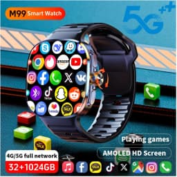 M99 4G 5G Full Netcom Smartwatch 2.4 inch Amoled Screen Insert Sim Card GPS WIFI 190° Rotating Camera Game Android Smart Watch