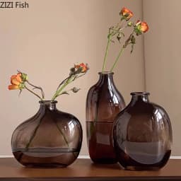 Minimalist Transparent Glass Vase Lovely Small Plant Pots Table Decoration Flower Arrangement Floral Vases Room Aesthetic Decor