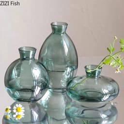 Minimalist Transparent Glass Vase Lovely Small Plant Pots Table Decoration Flower Arrangement Floral Vases Room Aesthetic Decor