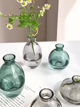 Minimalist Transparent Glass Vase Lovely Small Plant Pots Table Decoration Flower Arrangement Floral Vases Room Aesthetic Decor