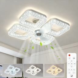 Smart LED Ceiling Fan Light 48W Energy Efficient with Remote Control 3 Speed Options 2/4H Timer for Living Room Bedroom E27