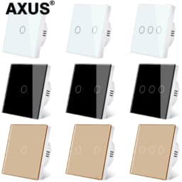 Touch Switch EU LED Crystal Glass Panel Wall Lamp Light Switch 1/2/3 Gang AC100-240V LED Sensor Switches Interruttore