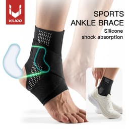 1Pc VILICO Breathable Adjustable Ankle Brace, Silicone Padded Sports Ankle Support, Unisex Brace for Running, Fitness and Daily