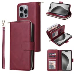 Luxury Leather Zipper Wallet Card Slot Phone Case for iPhone 18 Pro Max 17E 17 Air 16E 16 15 Plus 14 13 12 11 Flip Stand Cover