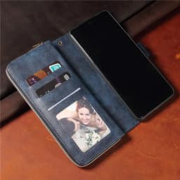 Luxury Leather Zipper Wallet Card Slot Phone Case for iPhone 18 Pro Max 17E 17 Air 16E 16 15 Plus 14 13 12 11 Flip Stand Cover