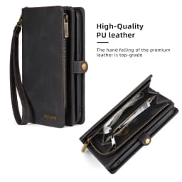 Luxury Leather Zipper Wallet Card Slot Phone Case for iPhone 17 Pro Max Air 16 E 15 14 13 12 11 X XS Max Flip Purse Stand Cover