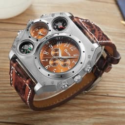 Oulm Unique Designer Brand Male Sports Watch Multiple Time Zone Quartz Watches Big Dial Casual Wristwatch Mens Military Watch