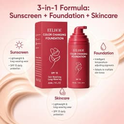 Korean Color Changing Foundation for Mature Skin SPF 15 Hydrating Liquid Concealer for Fine Lines & Wrinkles Dewy Natural Finish
