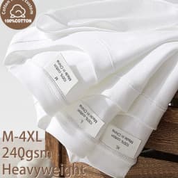 220gsm Heavy Plus Size Plain T-Shirt for Men Summer Quality Short Sleeve Tee Cotton Solid Color Trendy Casual White Black Top