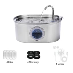 3.2L Stainless Steel Cat Water Dispenser Window Has Water Level, Which Can Be Observed, Suitable for Many Cats and Dogs