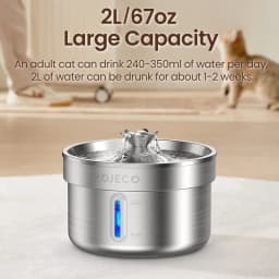 ROJECO Stainless Steel Cat Water Fountain Filters 2L Automatic Pet Water Dispenser Smart Drinking Fountain for Cat Dog Supplies