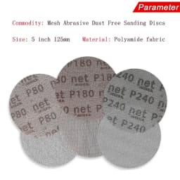 50Pcs/box 5 Inch 125mm Sandpaper Autonet Mesh Sanding Discs Dust Free Anti-blocking 80/120/180/240/320 Grits For Wood Sanding