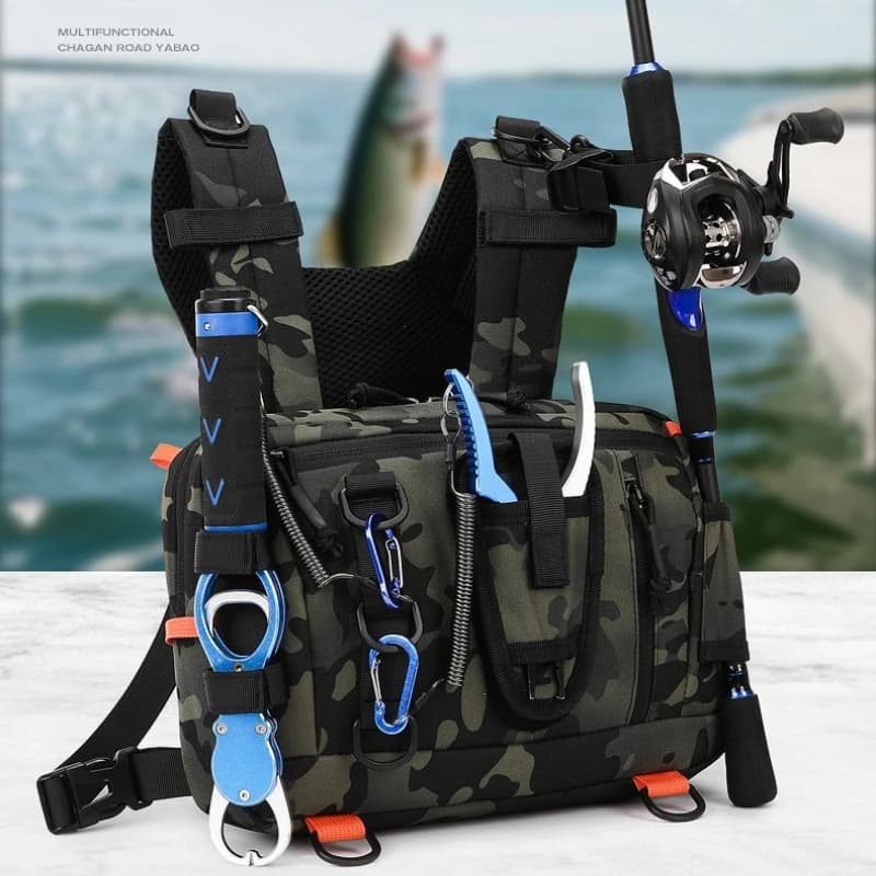 Fishing Tactical Chest Bag Camping Hiking Backpack Front Chest Vest Bags Lure Fishing Tackle Bag Fanny Pack Men Climbing Bag