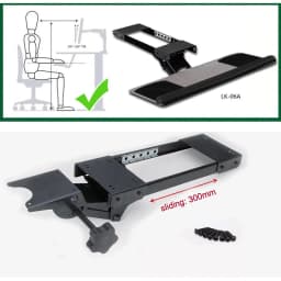 LK06AD Ergonomic Sliding Tilting XL Size Wrist Rest Keyboard Holder with Two Mouse Pads for Computer Desk Keyboard Tray Stand