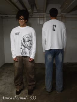 Autumn and Winter Waffle Thermal Long Sleeve T Shirt Y2k Daily Casual Cartoon Pattern Print T Shirts Street Men Cotton Warm Tops