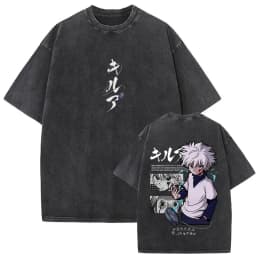 Washed Vintage Anime Hunter X Hunter T-shirt Hisoka Graphic T Shirt Men Women Casual Oversized Cotton T-shirts Short Sleeve Tops