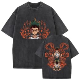 Washed Vintage Anime Hunter X Hunter T-shirt Hisoka Graphic T Shirt Men Women Casual Oversized Cotton T-shirts Short Sleeve Tops