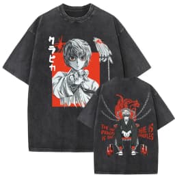 Washed Vintage Anime Hunter X Hunter T-shirt Hisoka Graphic T Shirt Men Women Casual Oversized Cotton T-shirts Short Sleeve Tops