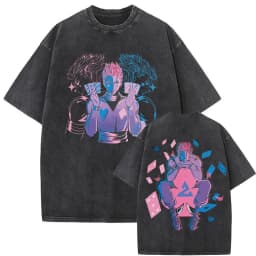 Washed Vintage Anime Hunter X Hunter T-shirt Hisoka Graphic T Shirt Men Women Casual Oversized Cotton T-shirts Short Sleeve Tops