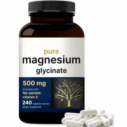 Pure Magnesium Glycinate 500mg Capsules with Vitamin C Supports Relaxation Muscle Nerve Health Bone Support 240 Capsules