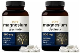 Pure Magnesium Glycinate 500mg Capsules with Vitamin C Supports Relaxation Muscle Nerve Health Bone Support 240 Capsules