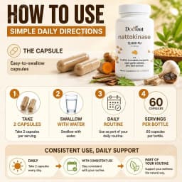 Docteat Nattokinase 12000 FU with CoQ10 Bromelain Turmeric Supports Healthy Blood Flow and Antioxidant Defense 60 Capsules