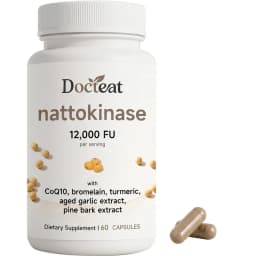 Docteat Nattokinase 12000 FU with CoQ10 Bromelain Turmeric Supports Healthy Blood Flow and Antioxidant Defense 60 Capsules