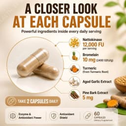 Docteat Nattokinase 12000 FU with CoQ10 Bromelain Turmeric Supports Healthy Blood Flow and Antioxidant Defense 60 Capsules