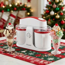 Dual-Cup Ice Cream & Popsicle Maker, DIY Homemade Frozen Dessert, Add Fruits & Powdered Sugar for Custom Flavors, Easy to Use